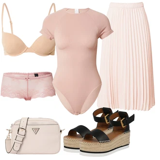 outfit mit Bež/Črna/Rjava/Rumena Espadrila sandala/Espadrila s klinastim petom/Plata Espadrila See By Chloé "Poletni outfit"