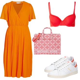 outfit mit Roza Nakupovalna torba/Vrečka za prenašanje/Satchel torba/Poslovna torba/Torba za čez ramo/Potovalna torba/Kovček/Pisarniška torba/Billfold/Ročna prtljaga MICHAEL Michael Kors "Poletni outfit"