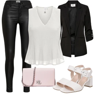 outfit mit Črna/Bela Hlača velika velikost/Pajkice Velika Velikost Only "Poletni outfit"