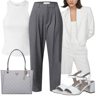 outfit mit Krem/Bela/Siva Majica & Top/Srajca & majica velike velikosti/Bluza velika velikost about you x marie von behrens "Poletni outfit"