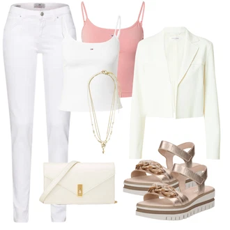 Zunaj outfit mit Bela/Krem Usnjena Jakna/Ženske 7/8 Kavbojke/Gležnarji/Capri Kavbojke/Športni čevlji/Odrezane Kavbojke/Kavbojke z Razporkom/Kavbojka z Nizkim Pasom/Push up Kavbojke/Regular Fit Kavbojke/Ozke Kavbojke/Kavbojke na Poteg/Usnjene Čevlje/Trenirka Jeans/Termodžinsi/Moška Usnjena Jakna LTB "Poletni outfit"Look: Stil, Klasična, Kul, Zunaj, Brez šivov, Preproste, Pametno priložnostno, Unisex