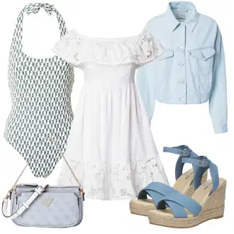 Til outfit mit Svetlo modra Denim Jakna/Rebrast Žamet Jakna/Crop Jakna/Kratka Jakna/Kratka Denim Jakna/Poletna jakna/Vintage Jakna levi's ® "Poletni outfit"