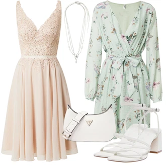 outfit mit Bež/Roza/Rjava Koktajl Obleka/Obleka za Družico/Obleka za Birmo/Maturantska obleka/Obleka za zabavo/Obleka matične urada gost/Poročna obleka do kolen Mascara "Poletni outfit"