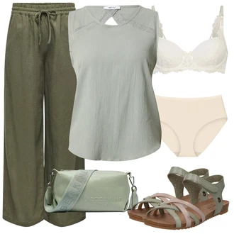outfit mit Temno zelena/Khaki Poletni Čevelj/Sandali s Paščkom/Pohodni Sandali/Ribiška sandala/Sandala Udobna/Gladiatorska sandala/Rimski sandal Mustang "Poletni outfit"