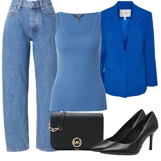 outfit mit Svetlo modra/Modra Baggy Hlače/Boyfriend Hlača/Kombinezon/Hlače z Visokim Pasom/Hlača z Razporkom/Hlača z luknjo/Paperbag Hlača/Ravna Hlača Won Hundred "Poletni outfit"