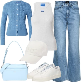 outfit mit Modra/Krem/Svetlo modra/Bela Ozka Superga/Usnjene superge/Superge Nizka Tom Tailor "Poletni outfit"