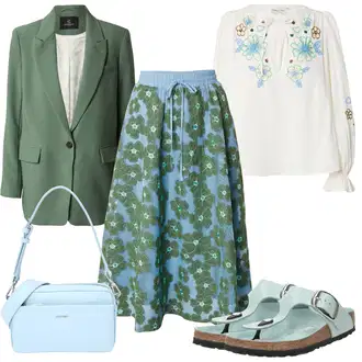 outfit mit Svetlo modra/Modra/Turkizna Sandala Udobna/Dianette Sandali/Poletni Čevelj Birkenstock "Poletni outfit"