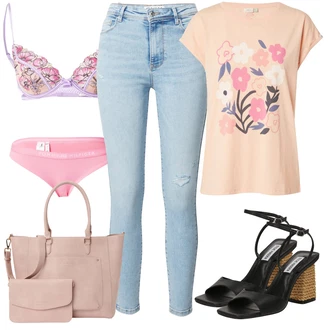 outfit mit Črna/Rjava/Oranžna Sandala s peto/Sandal z blok peto/Espadrila sandala/Sandala/Sandala s klinastim petom/Sandala z visokim gležnjem/Poletni Čevelj/Čevelj na wedge Steve Madden "Poletni outfit"