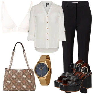 outfit mit Zlati/Rjava/Roza Verižna ura/Zapestna ura/Orodje za uro Boss "Poletni outfit"