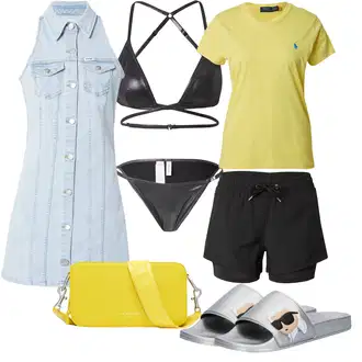 outfit mit Črna/Temno siva Kopalka Bikini-hlačka/Mikro bikini/Bikini hlačke/Športni bikini/Vrvice-bikini/Tanga bikini "Poletni outfit"