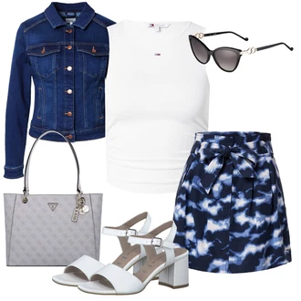 outfit mit Bela/Krem/Črna Grafična majica/Majica za mišice/Moški čevlji/Majica brez rokavov/Odrezana majica brez rokavov Tommy Jeans "Poletni outfit"