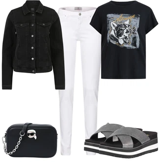 Zunaj outfit mit Bela/Krem Usnjena Jakna/Ženske 7/8 Kavbojke/Gležnarji/Capri Kavbojke/Športni čevlji/Odrezane Kavbojke/Kavbojke z Razporkom/Kavbojka z Nizkim Pasom/Push up Kavbojke/Regular Fit Kavbojke/Ozke Kavbojke/Kavbojke na Poteg/Usnjene Čevlje/Trenirka Jeans/Termodžinsi/Moška Usnjena Jakna LTB "Poletni outfit"Look: Stil, Klasična, Kul, Zunaj, Brez šivov, Preproste, Pametno priložnostno, Unisex