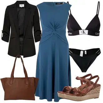 Kamuflaža outfit mit Temno modra/Krem/Črna/Roza/Rjava Großes Körbchen "Poletni outfit"