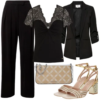 outfit mit Bež/Črna Poslovna Hlača/Nagubane hlače/Obleka Hlača/Hlače z Visokim Pasom/Marlene Hlača/Hlače iz muslina/Plisirane Hlače/Plisirane spredaj hlač/Široka Hlača/Moderni hlačni kostim/Eleganten hlačni kostim/Hlačna Obleka za Poroko/Svečani Hlačni Kostum/Poslovni hlačni kostim Max Mara Leisure "Poletni outfit"