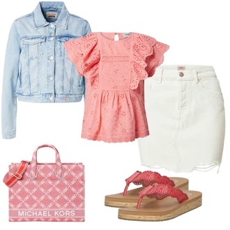 outfit mit Roza Nakupovalna torba/Vrečka za prenašanje/Satchel torba/Poslovna torba/Torba za čez ramo/Potovalna torba/Kovček/Pisarniška torba/Billfold/Ročna prtljaga MICHAEL Michael Kors "Poletni outfit"