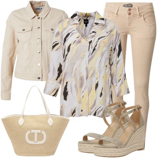 outfit mit Rumena/Bež/Rjava Bluza in Tunika Tunika Ulla Popken "Poletni outfit"