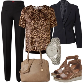 outfit mit Srebrna/Rjava/Roza Verižna ura/Zapestna ura/Orodje za uro Boss "Poletni outfit"