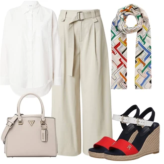 outfit mit Rdeča Espadrila sandala/Espadrila s klinastim petom/Sandala s klinastim petom/Poletni Čevelj/Čevelj na wedge Tommy Hilfiger "Poletni outfit"