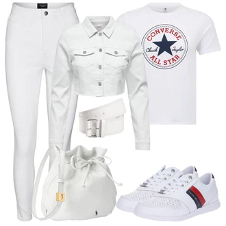outfit mit Lila barve/Siva Čevlj Superge z ježkom/Superge z Bleščicami Tommy Hilfiger "Poletni outfit"