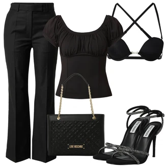 outfit mit Črna/Rjava Majica brez ramen/Kratka majica/Bustier top/Zgornji del bluze/Majica Vrh/party Majica/Klasična Dolžina Guess "Poletni outfit"