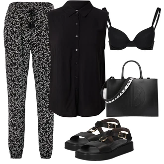 outfit mit Črna/Bela Balconette nedrček/Korzet/BH v bustier-rezu/Modrček minimizer/Podloženi modrček/Push-Up nedrček/Trikotni modrček/Nedrček z oporo/Nedrček z oporo/Nedrček brez spodnjic Skiny "Poletni outfit"