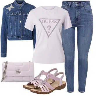 Western outfit mit Modra Denim Jakna/Vintage Jakna/Kratka Denim Jakna Guess "Poletni outfit"Look: Nor, 90. leta, Kul, Cowgirl, Univerzitetni, Western, Delovna oblačila, Retro