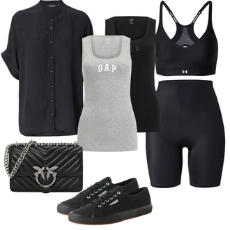 outfit mit Temno modra/Črna Bluza in Tunika/Bluza velika velikost "Poletni outfit"