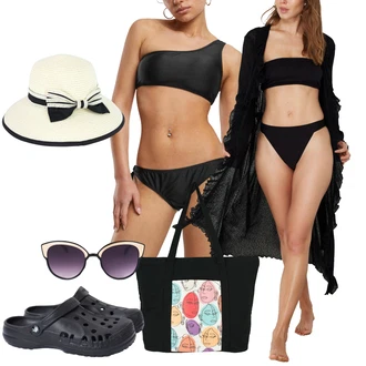 outfit mit Črna Vrtni čevelj/Cokel za jesen & zimo/Mula z odstranljivo podlogo/Cokla/Mehki cokel/Mula s Peto/Ribiška sandala kesi "poletni videz"