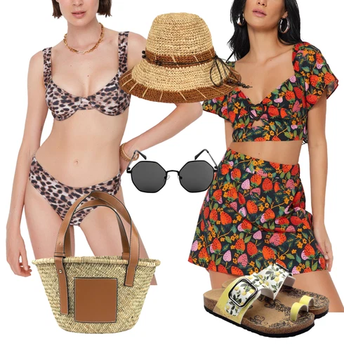Kopalke kombinirajte z Trendyol, Vintage bikiniji/Spodnje perilo & Kopalke/Izrezane Kopalke/Izrezane bikinije/Bustje bikini zgornji deli/Balkonet bikini zgornji deli/Bikini z balconette nedrčkom Trendyol, Rjava/Bež Torbe iz rafije/Košaraste torbe art of polo, Črna Očala Vuch, Rjava/Bež/Rumena Klobučki/Pokrivala art of polo, calceo