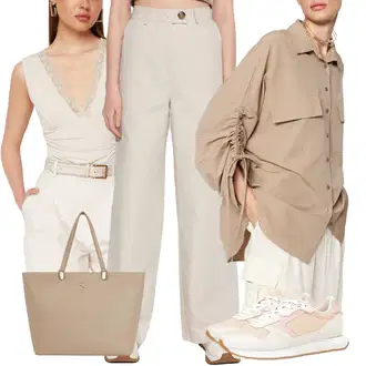 outfit mit Bela/Rjava/Bež Majica brez rokavov/Moški čevlji/party Majica/Čipkasti top Trendyol "poletni videz"