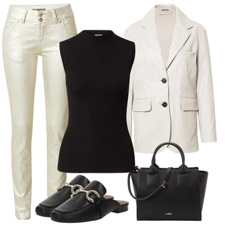 outfit mit Črna Top za plažo/Majica & Top/Majica brez rokavov/Moški čevlji/Majica z ovratnikom/Oblačila za plažo/Pulover za plažo Boss "poletni videz za elegantne ženske"