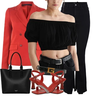 outfit mit Rdeča/Škrlatna/Temno rdeča Sandala/Sandala z visokim gležnjem/Vintage sandal/Črpalka z Nizko Petom/Sandala s peto/Sandal z bleščicami/Sandal z blok peto butigo "poletni videz za elegantne ženske"