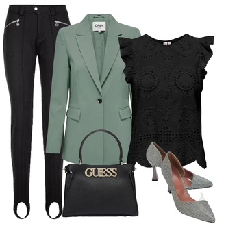 Poletje outfit mit Črna/Temno siva Jeggings/Pajkice Podložena Pajkica/Treggings/Poslovna Hlača/Obleka Hlača/Hlača z Razporkom/Slim Hlača/Raztegljiva Hlača/Skinny Hlače/Slip-on Hlača kilpi "poletni videz za elegantne ženske"