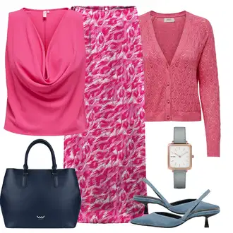 outfit mit Roza Krilo 60-ih/Krilo iz 90-ih/Potiskana krila/Zavito Krilo/Krilo za matično pisarno/Maxi krilo/Krilo iz 80-ih/Krilo za zavezovanje Only "poletni videz za elegantne ženske"