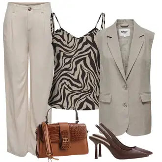 outfit mit Bež/Rjava/Khaki Usnjena Jakna/Široke Kavbojke/Baggy Kavbojke/Široke Kavbojke/Plisirane Kavbojke/Trenirka Jeans Only "poletni videz za elegantne ženske"