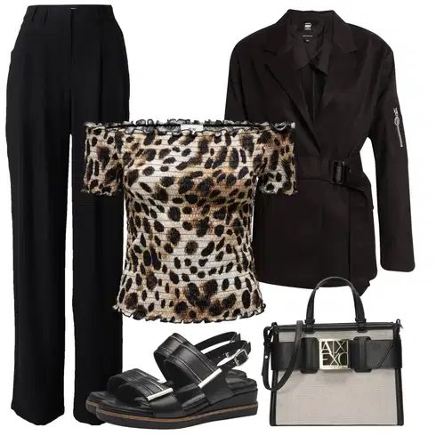 Leopard Bluze velike velikosti kombinirajte z Leger by Lena Gercke, G-Star Raw, Tamaris, Armani Exchange, Bež/Rjava/Bela Srajce & majice velikih velikosti/Bluze & tunike velikih velikosti/Bluze velike velikosti JdY