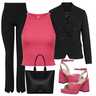 outfit mit Roza Top za plažo/Odrezana majica brez rokavov/Kratki top/Pleteni vrh/Pletena majica/Kratka majica/Majica brez rokavov/Moški čevlji/Plažne Kratke Hlače/Oblačila za plažo/Pulover za plažo Only "poletni videz za elegantne ženske"