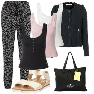 Poletne Outfiti Grunž mit Črna Lahka Jakna IRO "poletni videz"Look: Delovna oblačila, Grunž