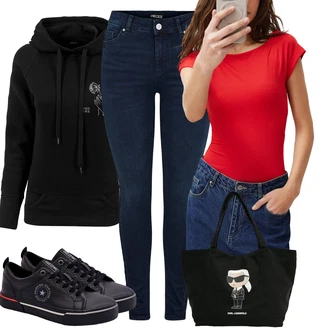 Športno outfit mit Črna/Roza/Rdeča Športna Jakna/Jakna s Stransko Zadrgo/Jakna s Kapuco/Trening Jakna/Vodoodporna Jakna/Bluzon/Merino Jakna Mister Tee "Pomladanski Outfit"Look: Gotika, Emo, Športno, Ulična moda, Unisex, Lak, Priložnostne