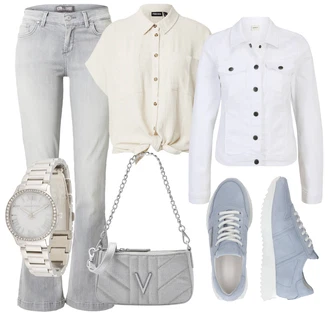 outfit mit Svetlo modra/Modra Športni copat Cam čevelj/Teniški copat/Pristopni čevelj/Čevelj za golf/Tekaški copat Kennel & Schmenger "Pomladanski Outfit"