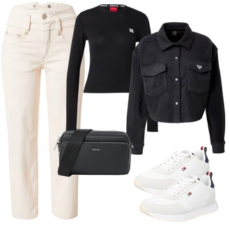 Visok pas outfit mit Bež/Khaki Zožene Kavbojke/Ravne Kavbojke/Girlfriend Kavbojke/Dad Kavbojka/Formalna Srajca/Mom Jean/Odrezane Kavbojke Herrlicher "Pomladanski Outfit"