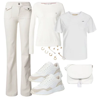 Visok pas outfit mit Bela/Khaki/Krem/Bež/Rjava Moška majica/Kavbojke z Razporkom/Kavbojka z Nizkim Pasom/Moška Usnjena Jakna/Ravne Kavbojke/Šiškata Kavbojka/Zimska jakna "Pomladanski Outfit"