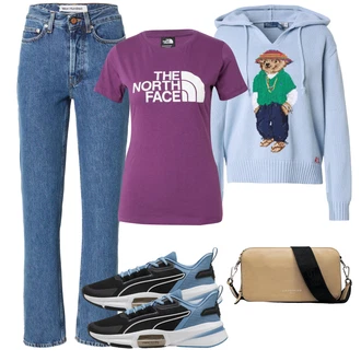 outfit mit Modra/Svetlo modra Bootcut Hlača/Boyfriend Hlača/Kombinezon/Hlače z Visokim Pasom/Hlača z Razporkom/Hlača z luknjo/Ravna Hlača Won Hundred "Pomladanski Outfit"