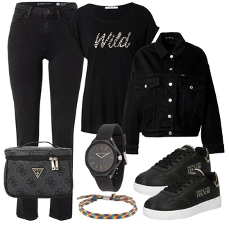 outfit mit Črna Teddy Superga/Usnjene superge/Ozka Superga/Skate Obutev/Superge Luknjasta/Superge Nizka Versace Jeans Couture "Pomladanski Outfit"