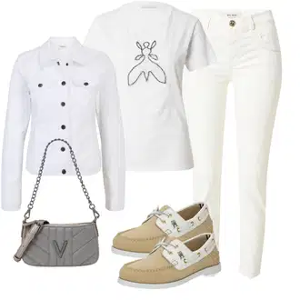 outfit mit Bež/Krem/Khaki/Bela Mokasin/Women's Casual shoes/Čevelj na Vezalko/Čevelj na vezalke/Superga Poletne superge/Loafer Čevelj/Mokasin Tommy Hilfiger "Pomladanski Outfit"