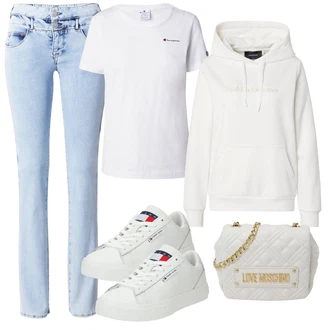 Visok pas outfit mit Svetlo modra Kavbojka z Nizkim Pasom/Moška Usnjena Jakna/Kavbojka z Nizkim Pasom/Moška majica/Kavbojke z Luknjo/Kavbojke z Razporkom "Pomladanski Outfit"