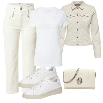 Kulotke outfit mit Bež/Khaki/Svetlo zelena/Bela/Oranžna Kavbojke Mom Jean/Girlfriend Kavbojke/Culotte Kavbojke/Capri Kavbojke/Dad Kavbojka/Odrezane Kavbojke/Vintage Kavbojke Herrlicher "Pomladanski Outfit"