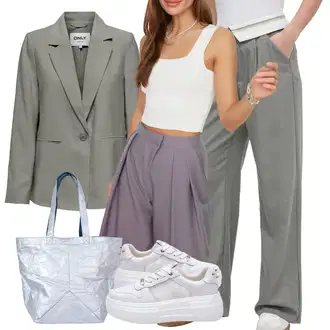 Z biseri outfit mit Rjava/Siva/Škrlatna Oblačila za plažo/Plažne Kratke Hlače/Kratki top/Odrezana majica brez rokavov Trendyol "Pomladanski Outfit"