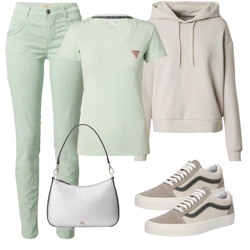 Svetlo modra Hlače kombinirajte z Svetlo zelena/Zelena/Svetlo modra Hlače z Razporkom/Jeggings/Keper Hlače/Slim Hlače/Skinny Hlače MOS MOSH, Only Play, Majice s kratkimi rokavi/Majice s potiskom/Majica z ovratnikom Guess, Srebrna Torbe za čez ramo/Baguette torbe/Billfolds Polo Ralph Lauren, Bež/Rjava Skate Obutev/Superge Nizke/Ozke superge/Platnene superge/Vintage superge/Usnjene Superge Vans