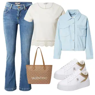 Žamet outfit mit Modra/Svetlo modra Plašč/Bluza velika velikost/Bluza in Tunika Mazine "Pomladanski Outfit"